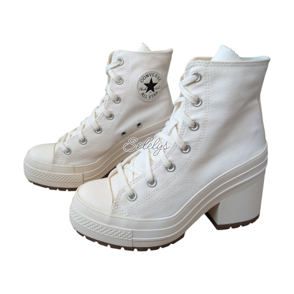 Converse Chuck 70 De Luxe Heel Platform Egret White Sneaker Boot Womens 7 - Picture 4 of 10
